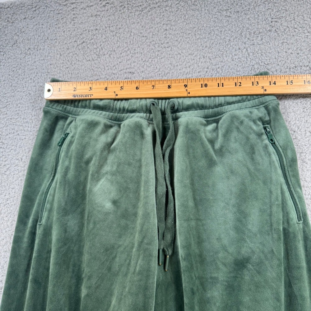 Aerie Offline Velour Jogger Pants Green Womens M Waist Drawstring Zip Pockets - Picture 3 of 9